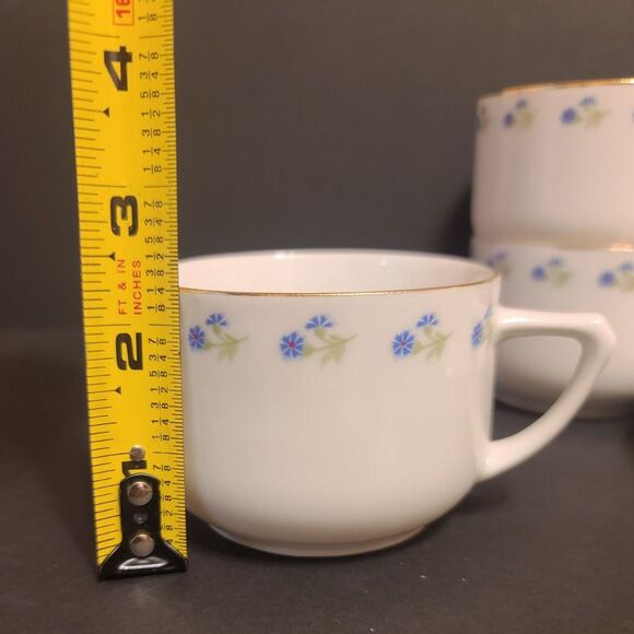 Antique J&C Bavaria Blue Floral Gold Gilt Rim‎ Cup and Saucer 1898-1923 - Picture 8 of 9